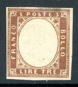 Italy 1861 Sardinia 3 Lire Bronze Thin Paper Scott #15 Mint T719 ⭐⭐⭐⭐ - Picture 1 of 6