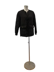Worn once Joie Black spring fall collarless quilted jacket with pockets S - Picture 1 of 4