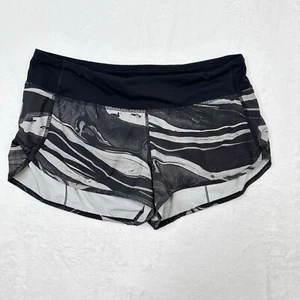 Lululemon Speed Shorts Damen 8 schwarz weiß Marmor Mix Geschwindigkeit sportlich Laufen 2,5" - Bild 1 von 10