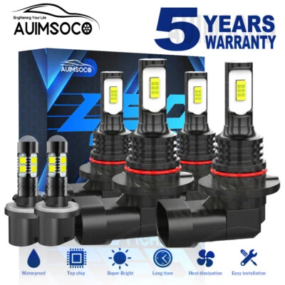 AUIMSOCO 6x LED Headlight Fog Lights Bulbs Kit For Chevy Silverado 1500 2500 HD 1999-2002