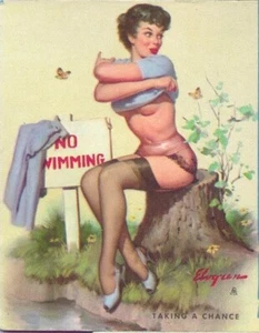 TAKING A CHANCE, Jun 1963 Original Elvgren Pinup, Ink blotter / Ad / Calendar - Picture 1 of 2