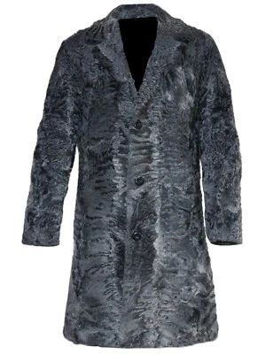 Abrigo largo de piel de cordero persa real gris piel de astracán abrigo largo de piel de karakul Foto 1 de 4