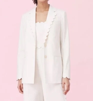 Rebecca Taylor Cotton Ivory Scalloped Lined Tuxedo $550 - Image 1 of 4