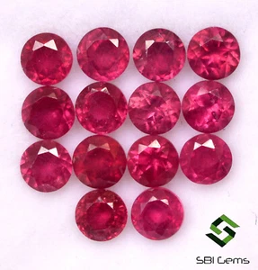 Lote de 14 piedras preciosas sueltas calibradas de 5,74 quilates de rubí natural corte redondo de 4 mm GF - Imagen 1 de 6