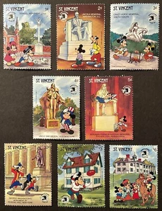 ST VINCENT WORLD STAMP EXPO '89 DISNEY STAMPS SET 8V MNH US NATIONAL MONUMENTS - Imagen 1 de 1