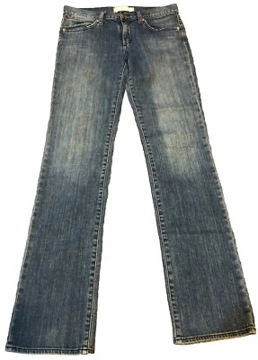 Pantalones de mezclilla y tela de papel para mujer 28 6 Sienna tiro bajo pierna recta lavado medio Foto 1 de 4