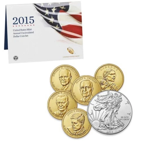 2015 United States Mint Annual Uncirculated Dollar Coin $1 Silver Eagle Set OGP Cover