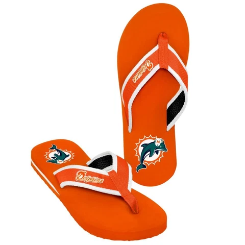 Miami Dolphins NFL Mens Team Color Contour Flip Flops Small 6-7 Cover