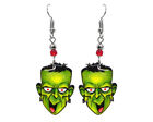 Frankenstein Earrings Handmade Dangle Spooky Halloween Jewelry Monster Art Gifts