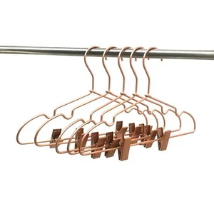 Children 10/30 Pack Rose Gold Matt Metal Coat Suit Pants Clips Clothes Hangers - Picture 1 of 5
