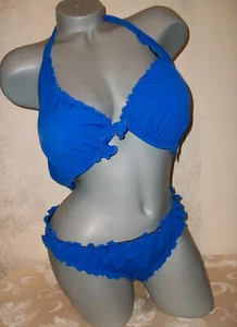 NWT Victoria Secret 40C XXL Ruffle Halter CheekySapphire Swimsuit Bikini - Picture 1 of 5