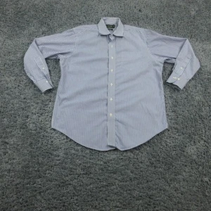 Lauren Ralph Lauren Shirt Mens 16 Large Blue White Striped Classic Fit Non Iron - Afbeelding 1 van 17