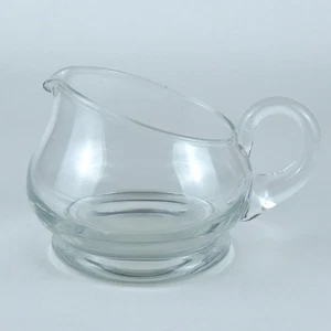 Brocca vetro soffiato a mano studio 7" trasparente pesante stout basso profilo vintage artigianale - Foto 1 di 6