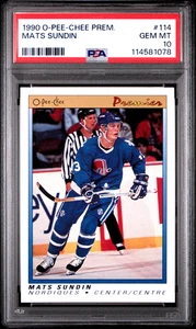 1990 O-PEE-CHEE PREMIER #114 MATS SUNDIN ROOKIE PSA 10 GEM MINT - Picture 1 of 2