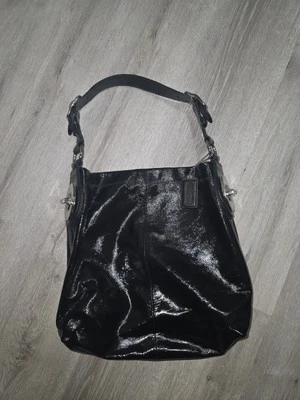 Coach Bag Peyton Black Patent Leather Hobo Large Shoulder Bag Purse - Image 1 of 3