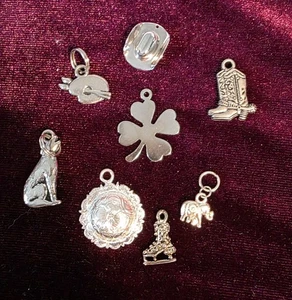 Charm Armband Charm Lot, Cowboyhut, 4 Blatt Kleeblatt, Stiefel, Elefant, Kunst - Bild 1 von 8