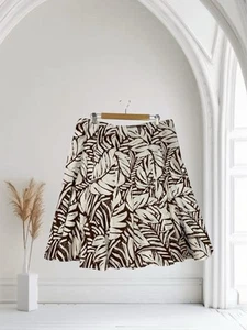 Coldwater Creek Skirt Women’s Petite XL 18 Tropical Leaf Print Linen & Cotton - Picture 1 of 15