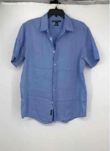 Michael Kors Mens Blue Tailored Fit Short Sleeve Collared Button-Up Shirt Size M - Picture 1 of 6