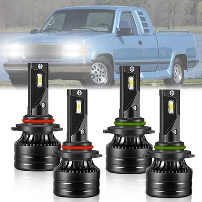 For GMC C1500 K1500 Sierra SLE 90-99 LED Headlight Bulbs High & Low Beam Kit - Image 1 of 4