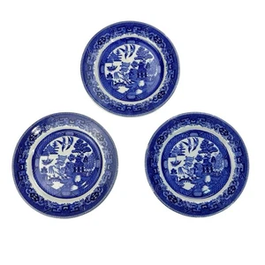 SET OF 3 - Antique Buffalo China Blue Willow Dessert Plates 7 1/8” EUC - Picture 1 of 13