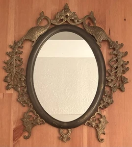 Espejo de pared vintage indio de latón pavo real 14x12 decoración boho ornamentada pesado - Imagen 1 de 24