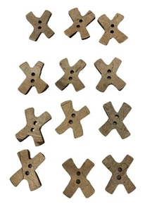 Lot 12 X-Shaped Natural Vegetable Ivory 2-hole Buttons Tagua Nut Craft Sewing - Picture 1 of 6
