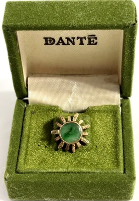 Corbata vintage de oro de 18 quilates y jade SUN BURST Sunburst Foto 1 de 4