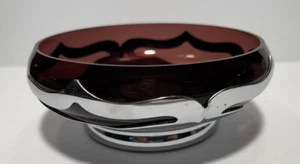 Vintage KROME KRAFT CAMBRIDGE FARBER BROS Amethyst purple silver CANDY DISH BOWL - Picture 1 of 15