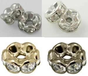 20-100 cuentas de metal espaciador cuentas intermedias pedrería diamantes de imitación oro rosa plata - Imagen 1 de 19