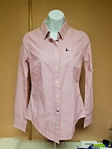 Jack Wills Pink White Stripe classic Fit Button Down Shirt Cotton US 2 UK 6 - Picture 1 of 1