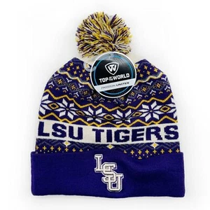 LSU Tigers Beanie Hat Mens Womens NCAA College Football Fan Gear Gift Purple - Picture 1 of 6
