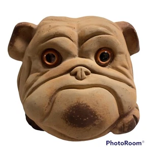 Collectible Small Bulldog Pottery Door Stop 3 X 3.5 X 4.25 Heavy Solid Signed - Picture 1 of 9