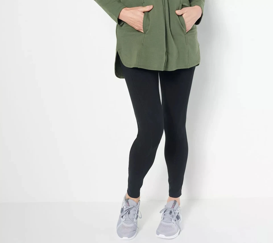 Denim & Co. Legging elástico Active Regular Duo con banda ancha negro talla 1X A563925 Foto 1 de 3