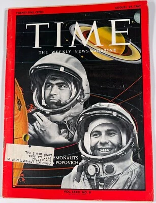 Vintage TIME Magazine – August 24, 1962 – Russian Cosmonauts, Kennedy & Space Ra - Image 1 of 2