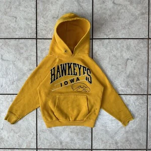 Vintage Iowa Hawkeyes Sweatshirt Youth Medium 90s Lee Sports Iowa Hoodie - Picture 1 of 9