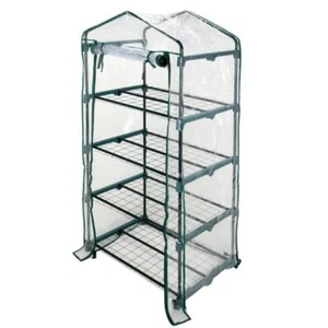 Green house Garden Shed 4 Tiers Powder Coated Metal & PVC Clear 69x49x160cm - Picture 1 of 4