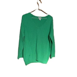 LILLY PULITZER Bedford XL Cashmere V-neck Sweater Pullover 3/4 Slvs Kelly Green - Picture 1 of 7