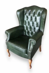 Luxuriöser Chesterfield Ohrensessel – Echtleder, Handgefertigt - Bild 1 von 10
