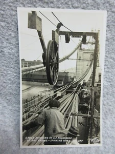 1936 CABLE SPINNING At ANCHORAGE  San Francisco Oakland Bay Bridge RPPC POSTCARD - Picture 1 of 2