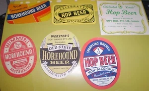 6 unused vintage beer labels -Australia - Horehound and Hop Beer - Picture 1 of 1