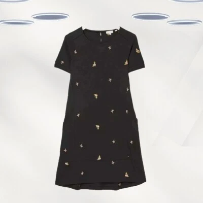 Ex Fat Face Women's Simone Embroidered Floral Jersey Dress In Black - Image 1 of 2