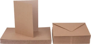 Papel Kraft Doble Tarjeta con Sobre 50 Piezas Juego de Tarjetas Rectangular A5 18x13 cm - Imagen 1 de 1
