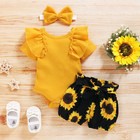 Newborn Baby Girl 3PCS Clothes Floral T Shirt Tops Shorts Headband Outfits Sets