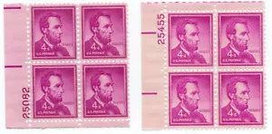 Scott #1036 & 1036a Abraham Lincoln Plate Block of 4 Stamps - MNH - Picture 1 of 2