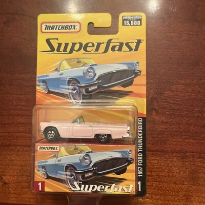Ford Thunderbird 2004 Matchbox Superfast #1 57' rosa bebé nuevo en paquete envío gratuito Foto 1 de 2