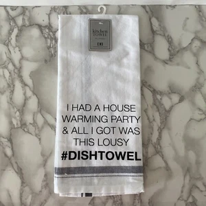 NEW DII Design Imports Dish Towel Black White House Warming Cotton Kitchen 18x28 - Picture 1 of 7