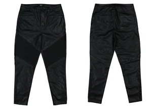 OAT New York Faux Leather 29W x 27L Women's Moto Style Pants NWT Black - Picture 1 of 1