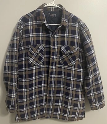 Camisa vintage de franela azul/marrón BIG YANK SPORT-ABOUTS para hombre talla XL forrada con edredón Foto 1 de 4