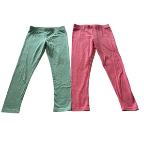 Carter’s Kid Girl’s Leggings Lot Of 2 Green Pink Stretch Ankle Size 8/8A - Picture 1 of 16