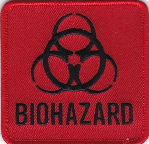 "Parches bordados BIOHAZARD (negro/rojo) de 3""x3" - Imagen 1 de 1